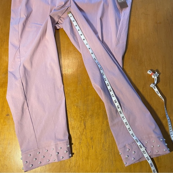 LANE BRYANT-MAUVE ALLIE SKINNY ANKLE PANT W/PEARL CUFFS-SLIMMING TUMMY PANEL-22 - Picture 5 of 7